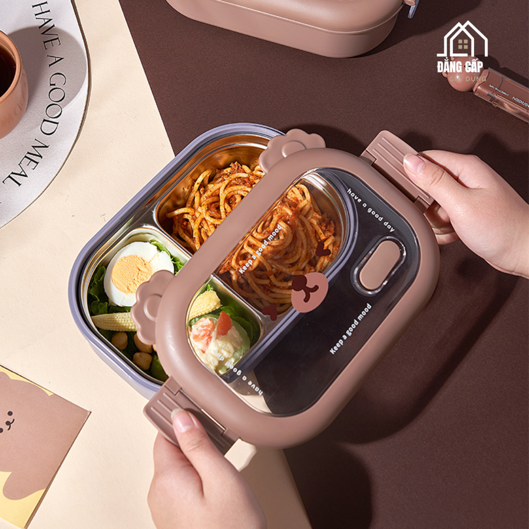 Chọn Hộp Đựng Cơm Cho Bé Đi Học: An Toàn, Giữ Nhiệt Tốt, Bé Ăn Ngon Mỗi ngày Hộp Cơm Inox 304 Kèm Nắp Nhựa An Toàn
