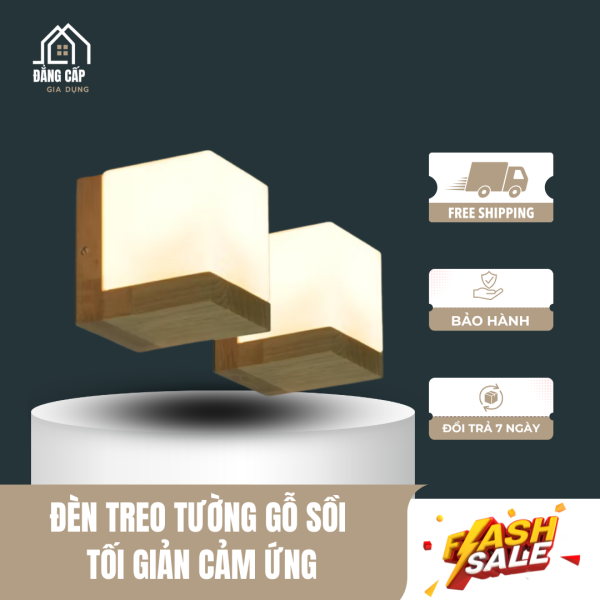 Đèn treo tường gỗ sồi tối giản cảm ứng